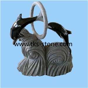China Black Granite Dolphin Sculpture & Statue,Stone Dolphin Caving,Black Granite Animal Sculptures,Garden Sculptures,Handcarved Sculptures,Statues