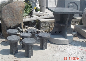 China Black Granite Outdoor Chairs, Table Sets