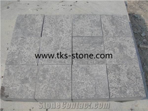 China Blue Limestone Flamed Finish Floor Tile,China Blue Limestone,Floor Coverings,Flooring Tile,Sandblast,Honed and More Finish is Available