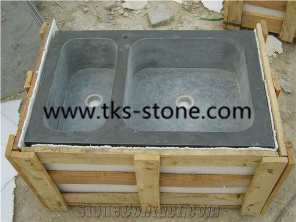 China Blue Limestone Kitchen Sinks/Bathroom Sinks/Wash Bowls,China Blue Stone Wash Basins/Sinks