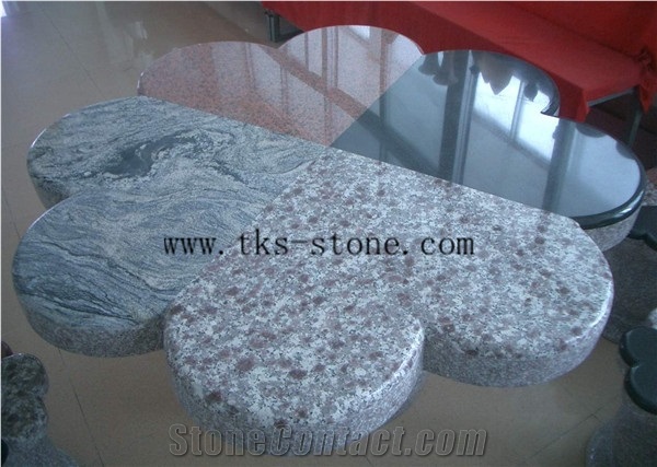 China Brown Granite Exterior Parquet Table, Flower-Like Garden Tables