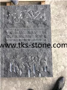 China G684 Black Basalt Mushroom Stone/Mushroomed Cladding,Black Mushroom Wall Cladding,Natural Scratch Stone,G684 Fuding Black Basalt Split Face Mushroom Stone for Wall Cladding