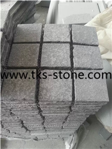 China G684 Black Basalt Netted Cube Stone,Flamed G684 Cube Stone/Cobble Stone,Flamed Basalt Black Paving Stone