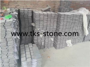 China G684 Black Basalt Netted Cube Stone,Flamed G684 Cube Stone/Cobble Stone,Flamed Basalt Black Paving Stone