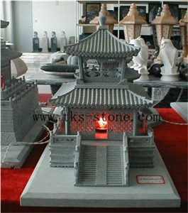 China Green Granite Shouse Lanterns, Building Model Lanterns