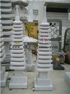 China Grey Granite Chinese Style High Tower Lamp, Grey Granite Lamps