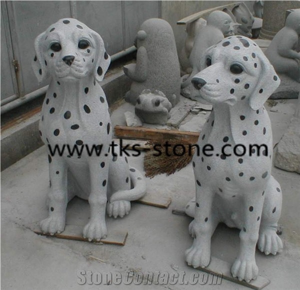 China Grey Granite Dog Sculpture & Statue,Stone Dog Caving,Grey Granite Animal Sculptures,Landscape Sculptures,Western Statues