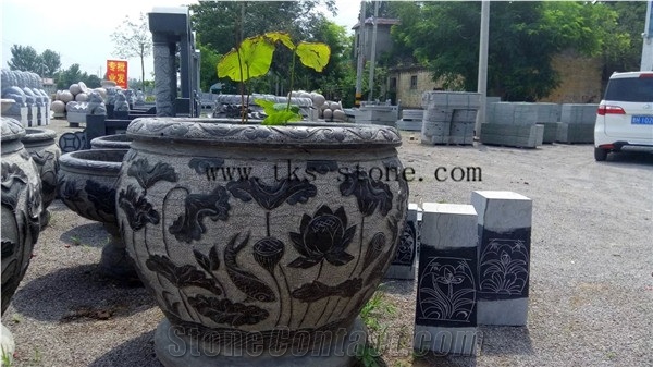 China Grey Granite Flower Pot,Flower Stand,Planter Boxes,Exterior Flower Pots,Outdoor Planters,Grey Granite Landscaping Planters
