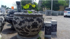 China Grey Granite Flower Pot,Flower Stand,Planter Boxes,Exterior Flower Pots,Outdoor Planters,Grey Granite Landscaping Planters