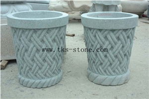 China Grey Granite Flower Pot,Granite Planter Boxes,Stone Landscaping Planters,Flower Stand,Outdoor Planters