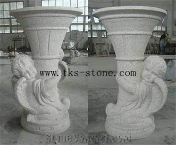 China Grey Granite Flower Pot,Stone Landscaping Planters,Grey Granite Planter Pots,Exterior Planters,Flower Stand