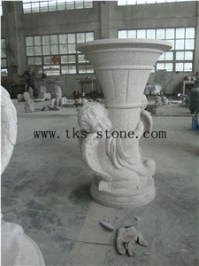 China Grey Granite Flower Pot,Stone Landscaping Planters,Grey Granite Planter Pots,Exterior Planters,Flower Stand