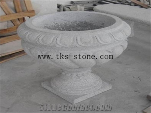 China Grey Granite Flower Pot,Stone Planter Boxes,Beige Granite Planter Pots, Landscaping Planters