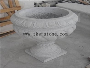 China Grey Granite Flower Pot,Stone Planter Boxes,Beige Granite Planter Pots, Landscaping Planters