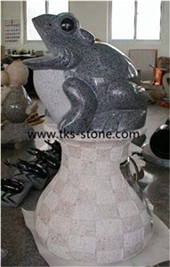China Grey Granite Frog Sculpture & Statue,Stone Frog Caving,Grey Granite Animal Sculptures,Garden Sculptures,Landscape Sculptures