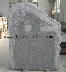China Grey Granite Germany Style Monument & Tombstone,Carving Flower Bevel Headstones