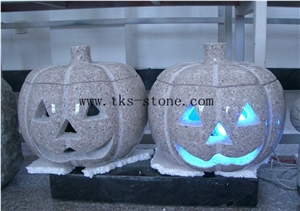 China Grey Granite Jack-O-Lantern, Pumpkin Lamp, Hallowmas Lanterns