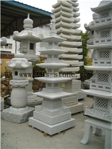China Grey Granite Japanese Style Lanterns, Vintage Style Garden Lanterns