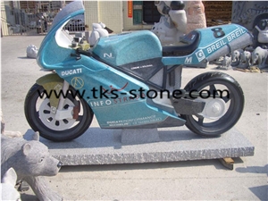 China Multicolor Granite Motorcycle Sculpture,Granite Motorcycle Carving, Blue Granite Sculpture & Statue,Hand Works,Handicrafts