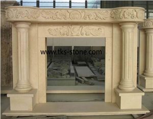 China Pink Marble Fireplace, Fireplace Mantel,Stone Carved Fireplace