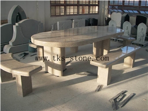 China Yellow Granite Exterior Table Sets, Garden Tables