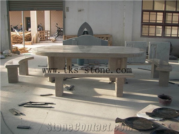 China Yellow Granite Exterior Table Sets, Garden Tables
