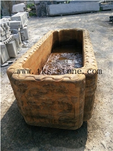 China Yellow Granite Flower Pot,Yellow Granite Planter Pots,Exterior Flower Pots,Flower Stand, Landscaping Planters