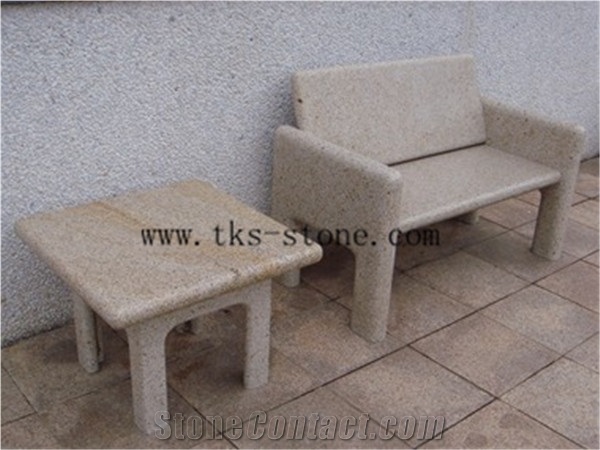 China Yellow Granite Garden Park Patio Bench