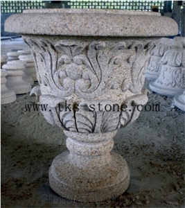 China Yellow Granite High Feet Flower Pots,Rusty Yellow Granite Flower Pots, Custom Flower Pots