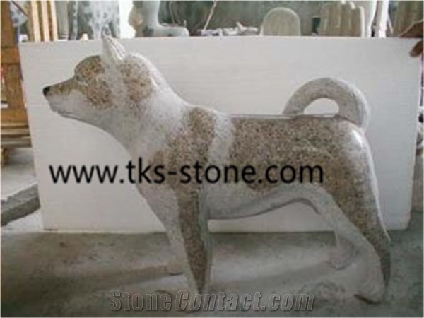 Dog Granite Sculpture & Statue,Yellow Granite Animal Sculptures,Garden Sculptures,Caving Dogs,Statues