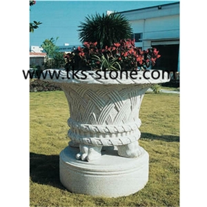 Flower Pots, Exterior Pots,Garden Stone Planter Pots , Sculpture Grey Granite Planter Pots