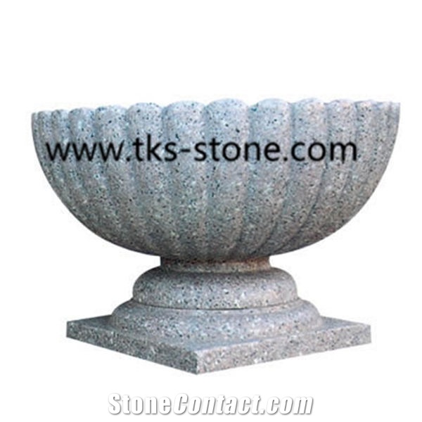 Flower Pots,Planter Pots,Granite Pots, Garden Flower Pot,Round Flower Pot, Sculpture Blue Granite Planter Pots