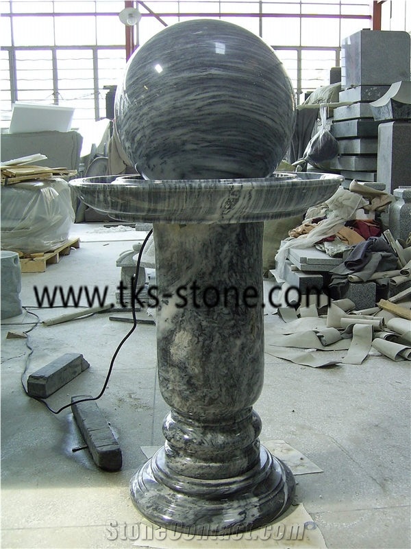 Fountain,Grey Fountain Ball,Marble Ball Fountains,Rolling Sphere Fountains,Sculptured Fountains, Floating Ball Fountains