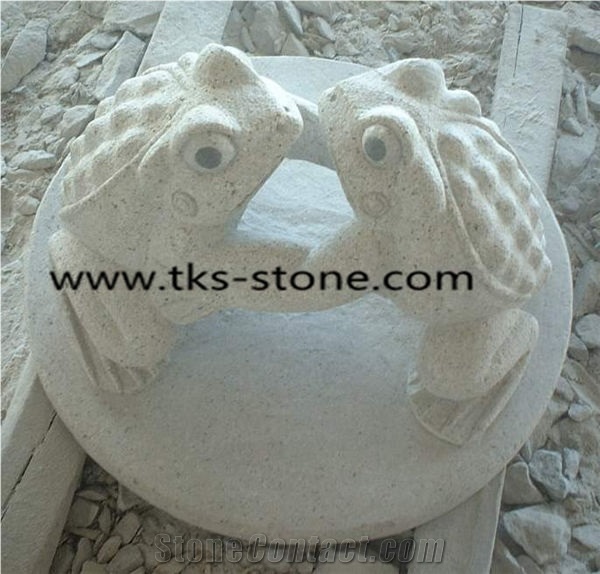 Frog Sculpture & Statue,Beige Granite Animal Sculptures,Stone Frog Caving,Garden Sculptures,Western Statues