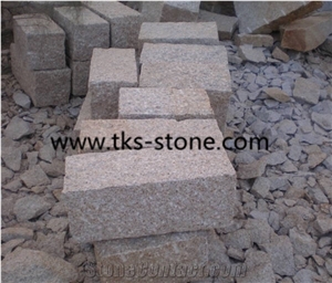G682 Granite,Sunset Gold,Rusty Yellow,Giallo Yellow Granite Cubestone,Granite Cobble Stone
