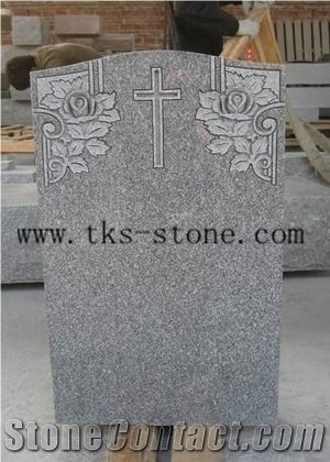 Grey G603 Granite Monument & Tombstone,Flower Carving Tombstone