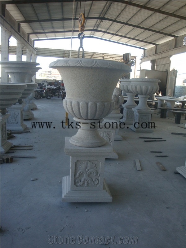 Grey Granite High Feet Flower Pots, Custom Flower Pots