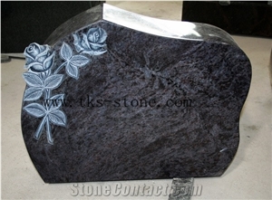 Himalaya Blue Flower Carving Monument & Tombstone,Bevel Headstones Western Style Tombstone