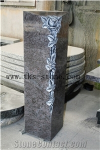 Himalaya Blue German Style Flower Carving Monument & Tombstone,Upright Monuments