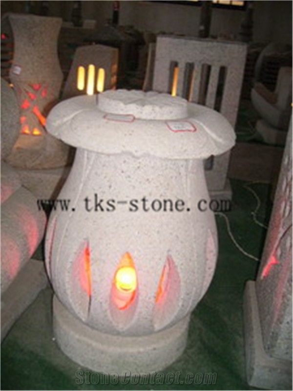 Lamps Caving,Lantern Sculptures,Beige Granite Garden Lanterns&Lamps,Japanese Lanterns,Exterior Lamps