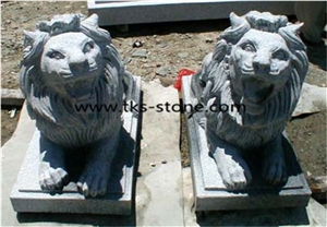 Lions,Stone Lion Sculpture & Statue,Grey Granite Animal Sculptures,Lion Caving,Handcarved Sculptures,Statues