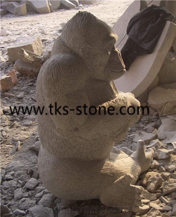 Orangutan Caving,Orangutan Sculpture & Statue,Grey Granite Animal Sculptures,Garden Sculptures,Western Statues