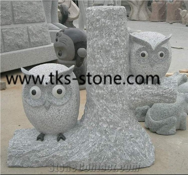 Owl Sculpture & Statue, Black Granite Animal Sculptures,Stone Owl Caving, Western Statues,Garden Sculptures