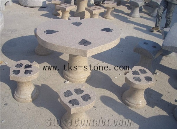Poker Table Sets/Exterior Furniture, Beige Granite Exterior Furniture