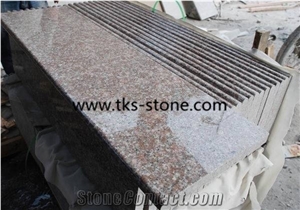 Polished G687,Peach Red,Blossom Red,China Red Granite Stairs&Steps