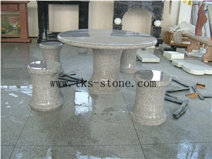 Round Table Sets.Garden Park Tables. Speckle Exterior Furniture, Grey Granite Exterior Furniture