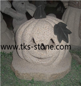 Sculptured Granite Pumpkin Lanterns ,Beige Granite Pumpkin Lanterns,Stone Pumpkin Mailbox,Lamps,Lanterns,Garden Lanterns