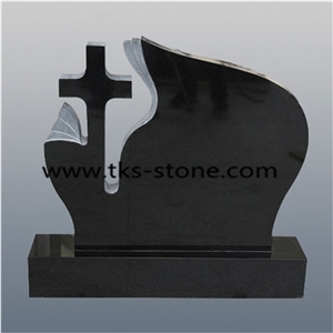 Shanxi Black Granite Tombstones, Cross Tombstones,Carving Headstones, Jewish Style Tombstones