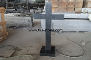 Single Cross Monuments & Tombstones, G654 Black Granite Cemetery Tombstones