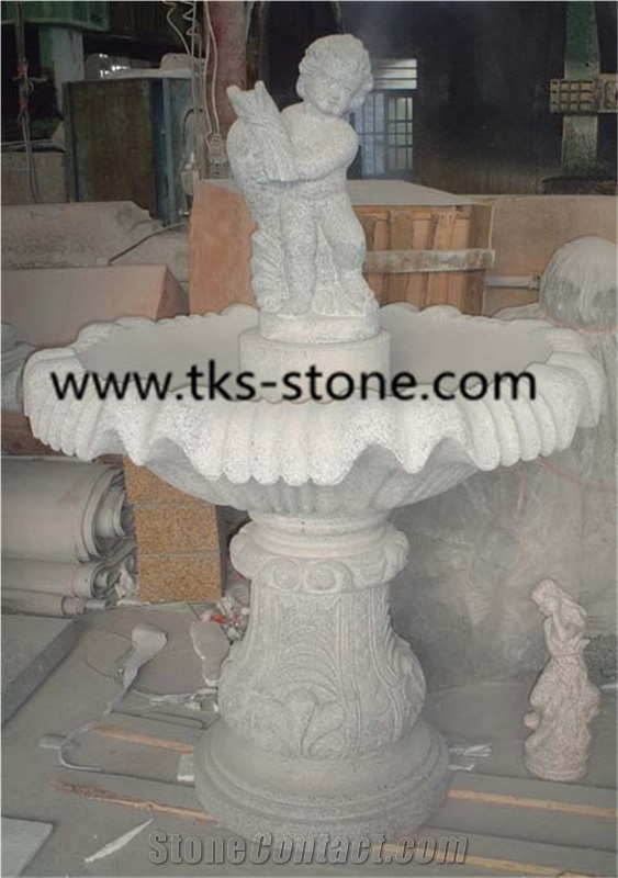 Statue Fountains,White Granite Fountains, Sculptured Fountains, Garden Fountains